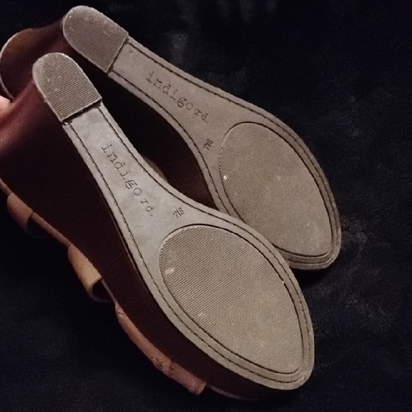 Indigo Beige Strappy Wedge Sandals - Picture 7 of 11